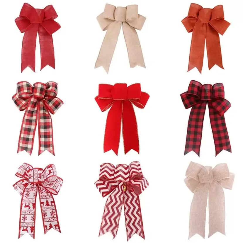 

Burlap christmas decorations bow handmade holiday gift tree decoration bows 9 colors