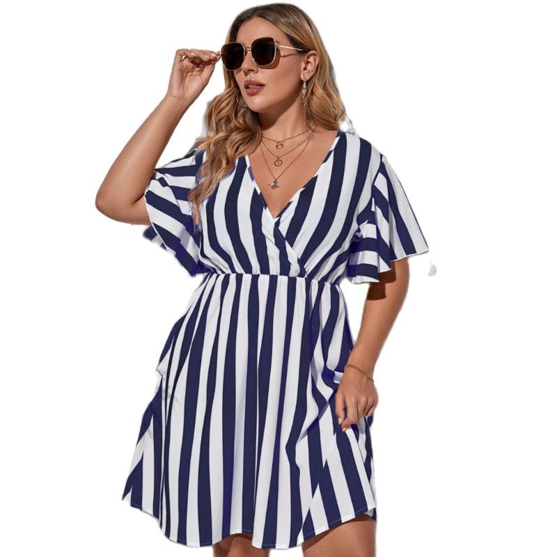 

Plus Size Dresses Long Dress Casual Summer Women Clothes Striped Vintage Party Short Sleeve Fashion 2022 Ladies VestidoPlus, Hy85061227 yellow