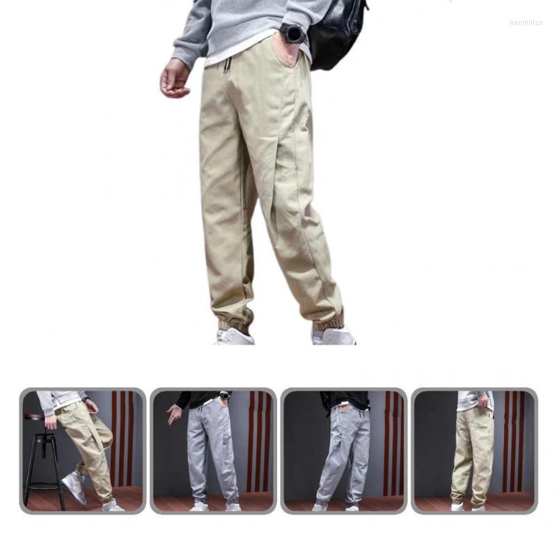 

Men's Pants Cargo Middle Waist Solid Color Drawstring Male Trousers PantsMen's Naom22, Green