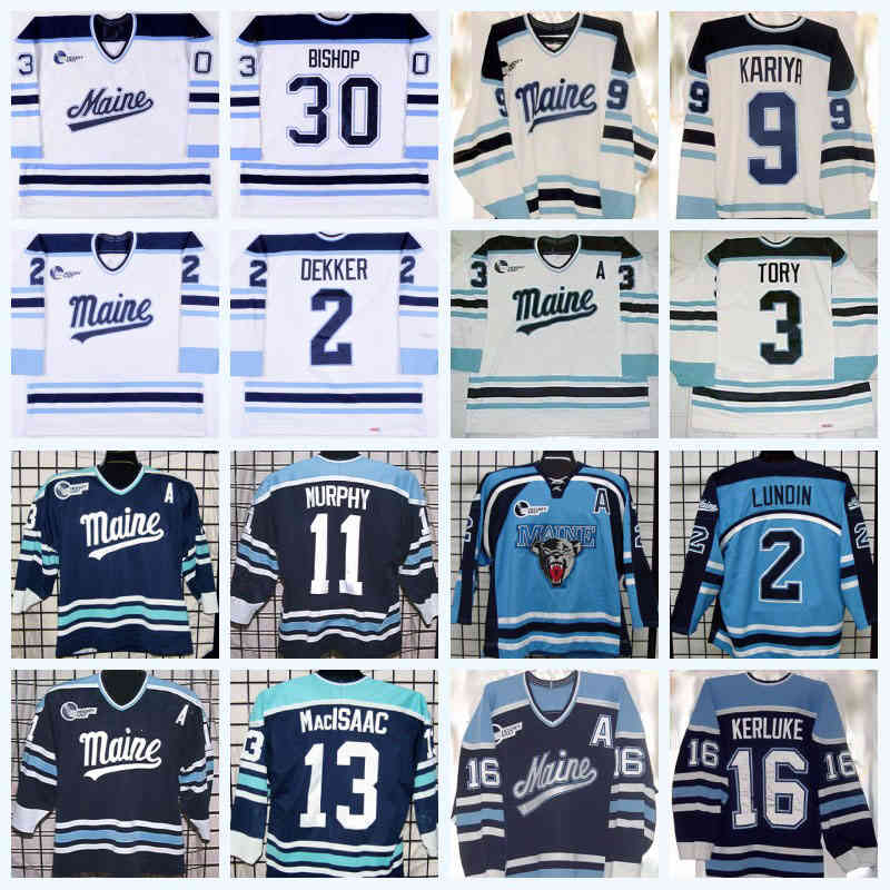 

C202 9 Paul Kariya University of Maine Game Worn Jersey 30 Ben Bishop 11 Dan Murphy 2 Jason Dekker 22 John Massara 16 Dan Kerluke, 2 jason dekker white