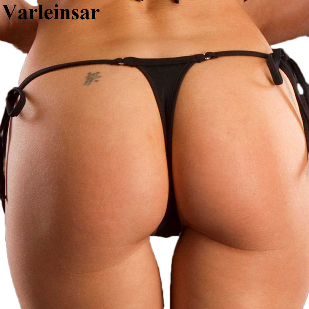 

Sexy String Tie Extreme Mini Tiny Thong Micro Bikini Bottom Swim Brief Women Swimwear Female Bather Tanga Panties Underwear V100, Black