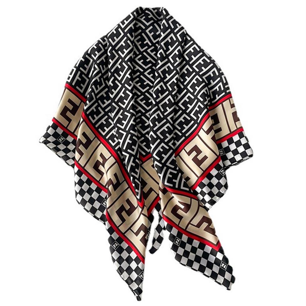 

Whole 5style 90 90cm Fashion Designer Letters Print Imitate Silk Scarf Headband for Women Long Handle Bag Scarves Paris Should312H