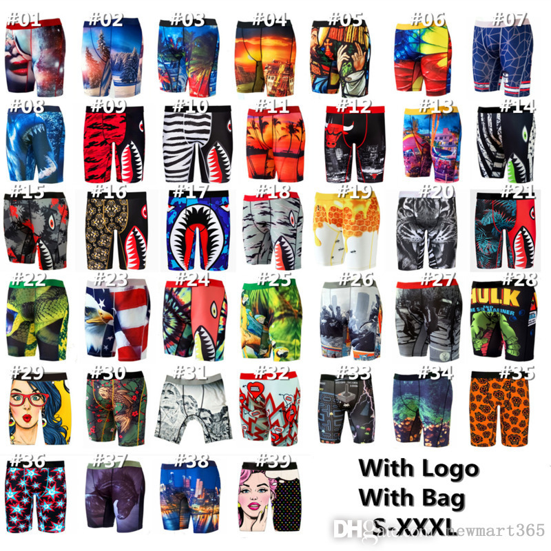

RETAIL Plus Size S- Mens Boxer Shorts Sports Tight Quick Drying Underpants Elastic Beach Underwear Brand Breathable Boxer Pants With Bag, #15