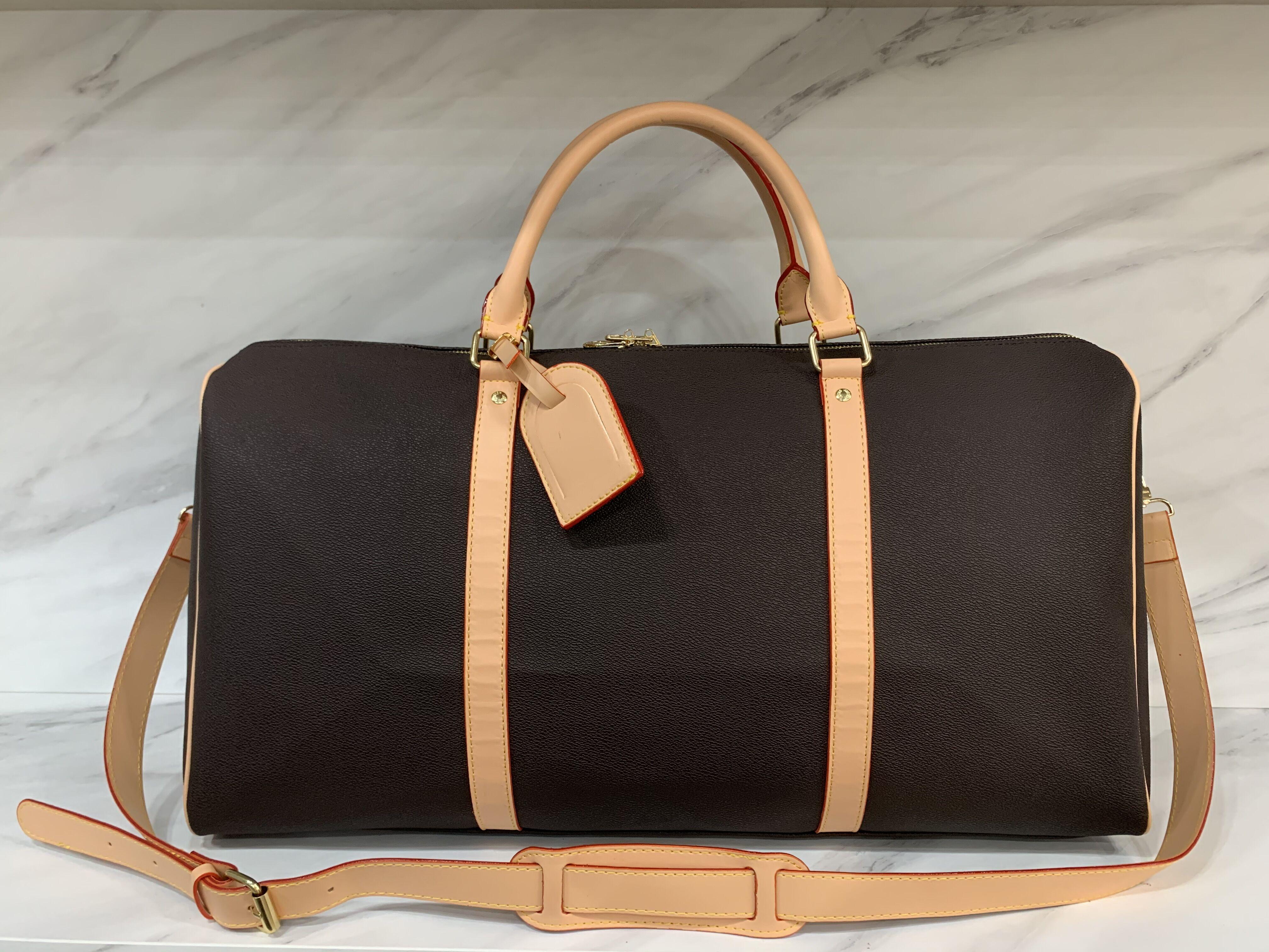 

2022 luxury fashion men women travel bag duffle bag Handbag designer pu Leather luggage handbags large capacity sport bags With lock Coffee plaid 45/54CM, Multi