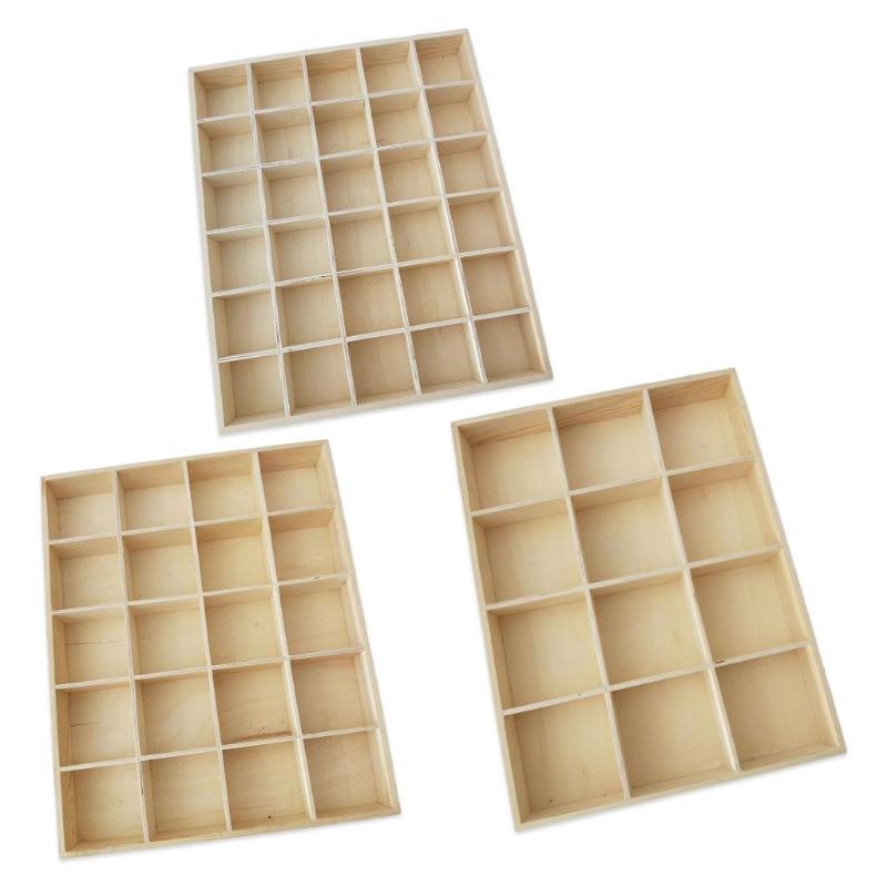 

Jewelry Pouches Bags Sundries Box Wooden Organizer 30 Grids Retro No Cover Compartments For Desk SocksJewelry