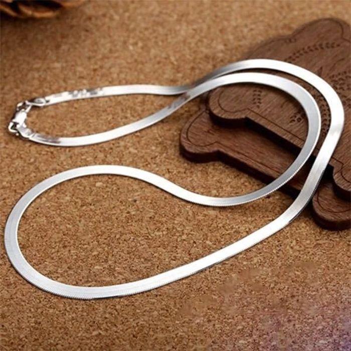 

Chains Silver Color 4MM 18/20/22/24 Inch Blade Chain Necklace For Women Men Fashion Gift JewelryChains
