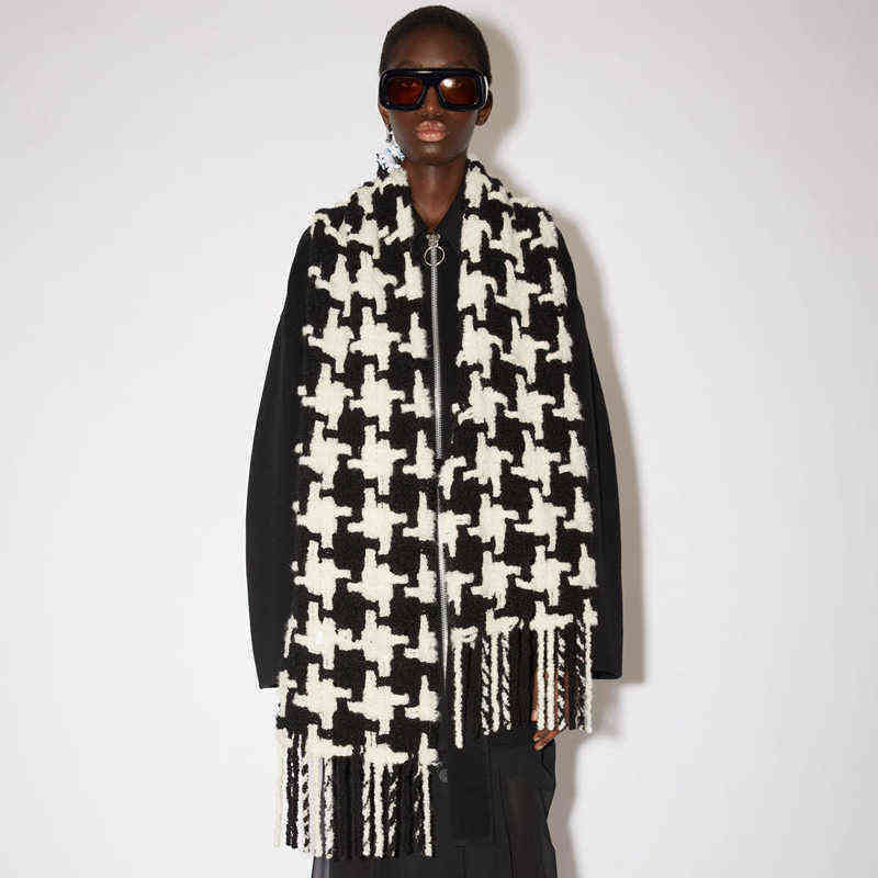 

Ac Studios Men and Women General Style Scarf Designer Acne Blanket Women's Black White Plaid Tzitzit Imitationtqrcategory