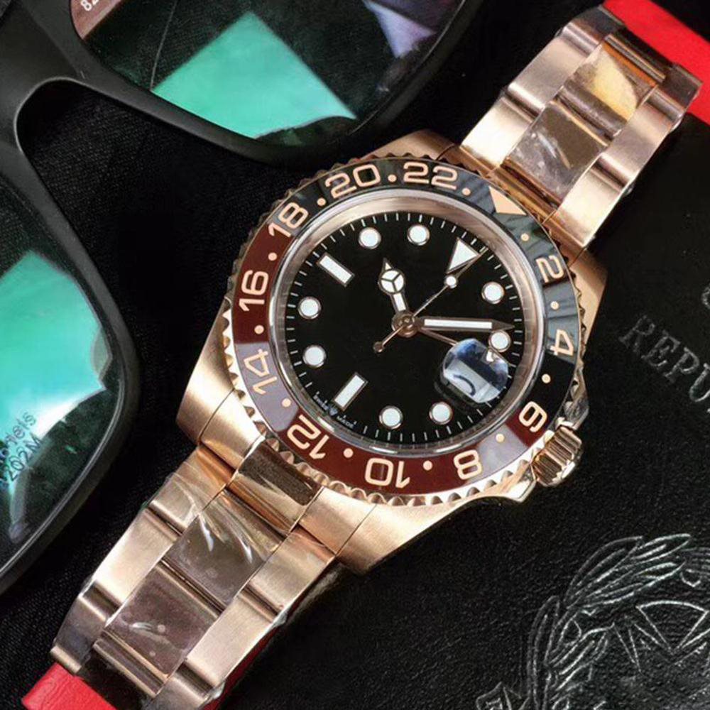 

luxury watch New Rose gold GMT2 Listed V3 Version Batman mens watch automatic movement Ceramic Rotating Bezel wristwatch, Add waterproof process (service)