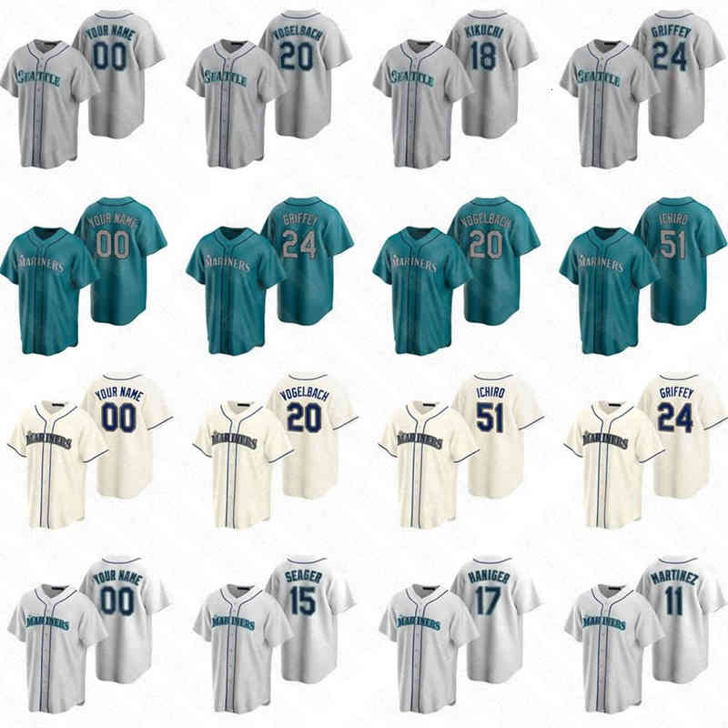 

24 Griffey Jr Seattle Baseball Jersey Mitch Haniger Edgar Martinez Marco Gonzales Kyle Lewis Evan White Seager Braden Bishop 18 Kikuchi, Womens s-xxl