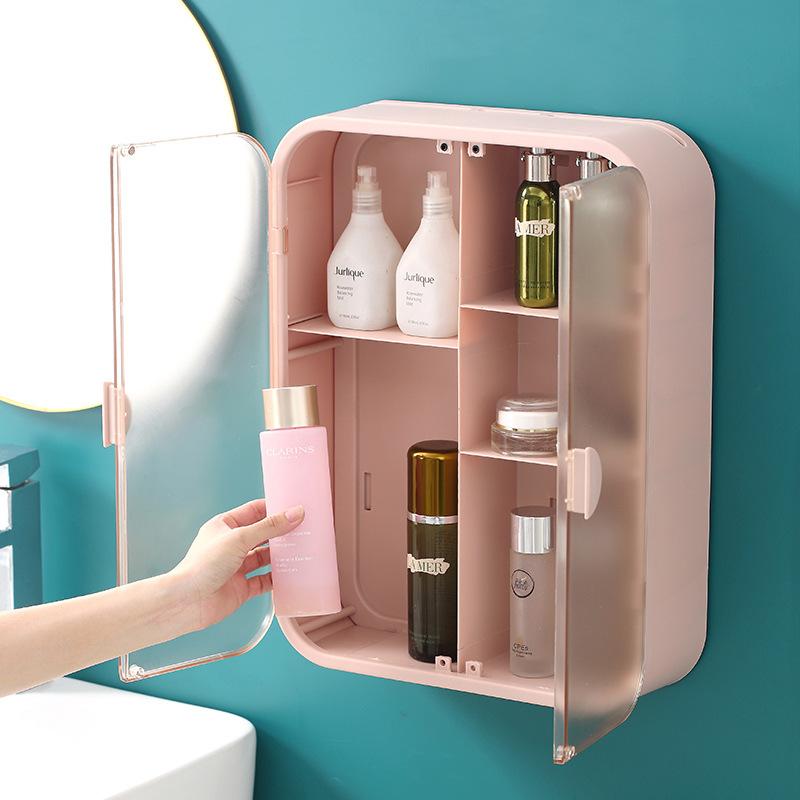 

Storage Boxes & Bins Wall-mounted Cosmetic Box Large Capacity Bathroom Container Waterproof Make Up Organizer Dressing Table Toiletries Rack, White
