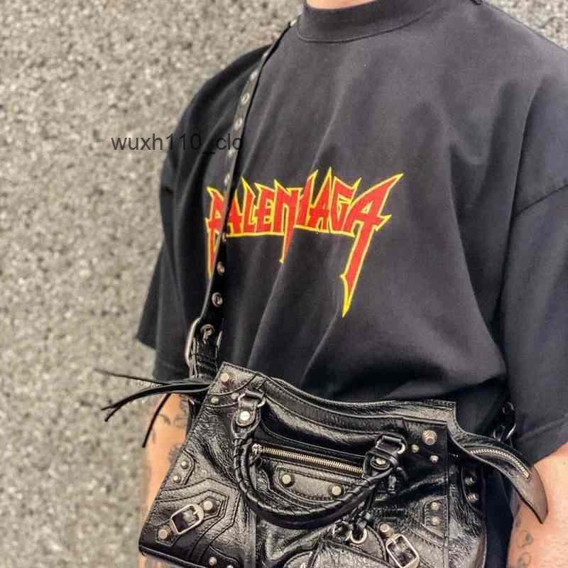 

Hip Hop Designer Balencaigass Trend t shirts Limited Style Worn-out Edition Rock Band Short Sleeve T-shirt, Creamy-white