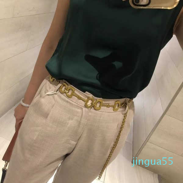 

Vintage Gold Chains Belts For Women Designer Belt Letter Fashion Designers Waist Chain Womens Dress Alloy Waistband Bronze Girdle, Green