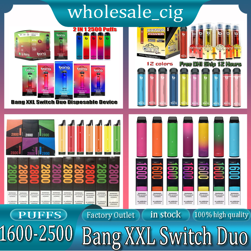 

Bang Switch Duo Disposable Vape Pen E Cigarette Puff XXL Puff Flex 2800 1600 Puffs Bar Device With Security Codes 10ml 1500mAh Pre-Filled Big Vapor Kit