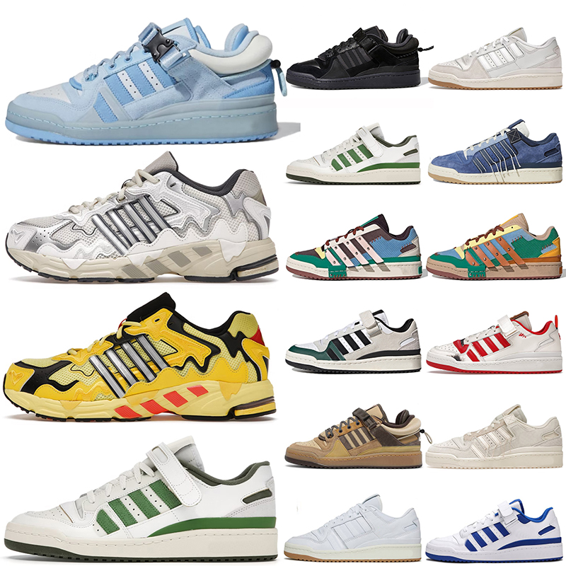 

cheaper Bad Bunny x Forum Buckle Low Casual Shoes Yellow Cream Blue Tint Core Black Benito men women outdoor trainers designer sneakers walking jogging