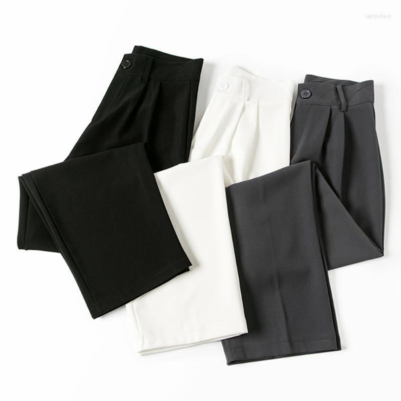 

Women' Pants & Capris 2022 Chic Fashion Office Wear Wide-legged Women Bottoms Pant Vintage High Waist Zipper Female Trousers BFA 821-3, 822grey