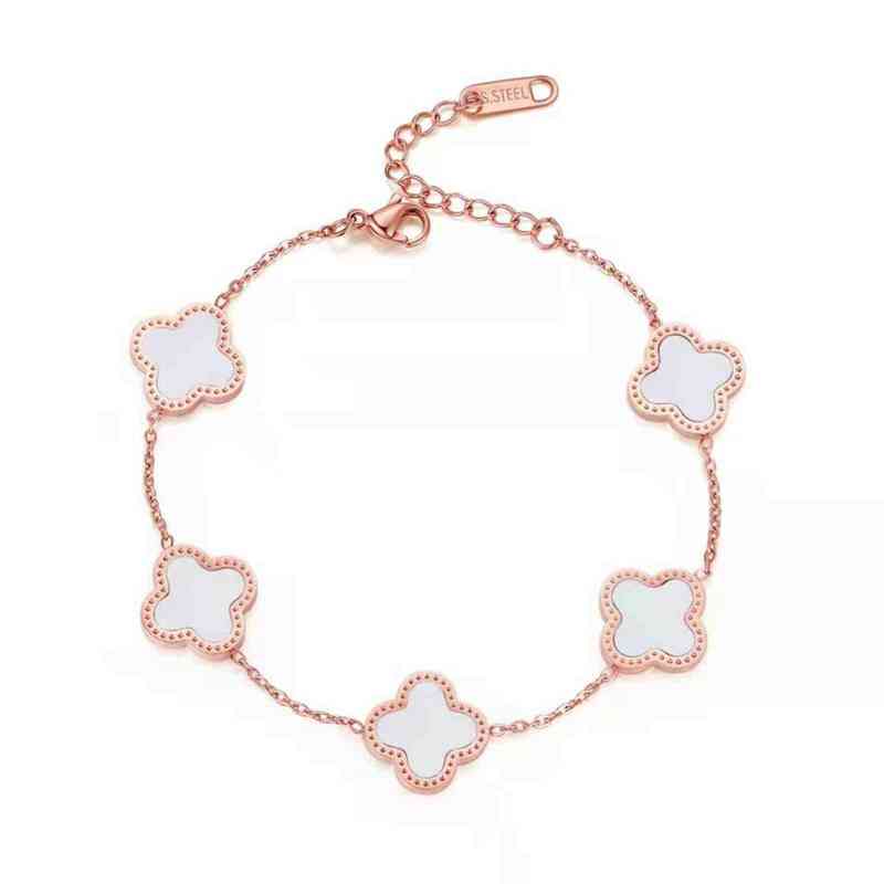 

Fashion Jewelry Lucky Ladi Four Leaf Clover Bracelet 18k Gold Plated Stainls Steelj1