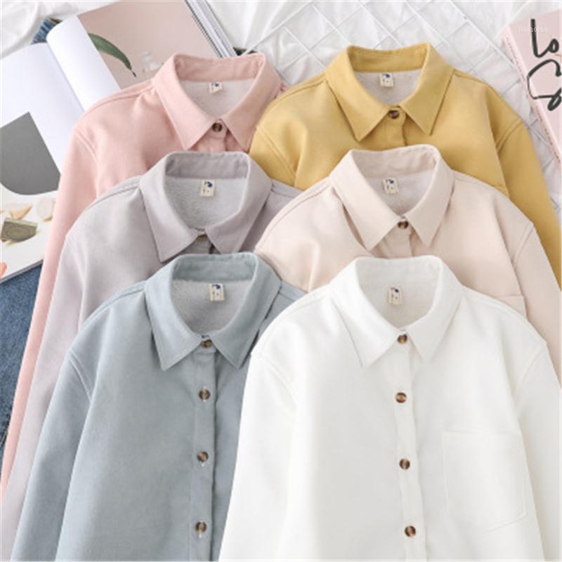 

Women Blouse Shirts Autumn Winter Korean Fashion White 2022 Vintage Turn-down Collar Thicken Female Tops Workwear Women' Blouses, Blue