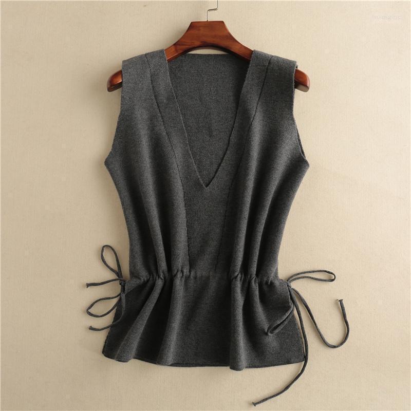 

Women' Vests Pullover V-neck Solid Short Lolita Style Vest Woman Black Warm Luci22