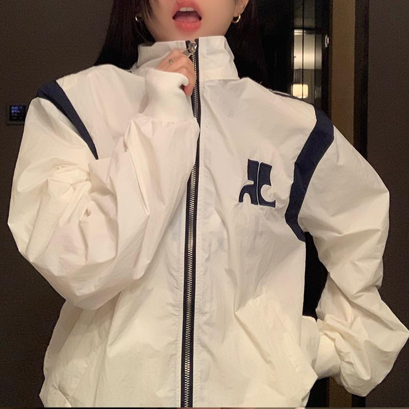 

Women's Jackets Long Sleeve Thin Baseball Uniform Women White Sun Protection Clothing Chaqueta Moda De Mujer 2022 Loose Casual Zipper Jacket, Dark blue