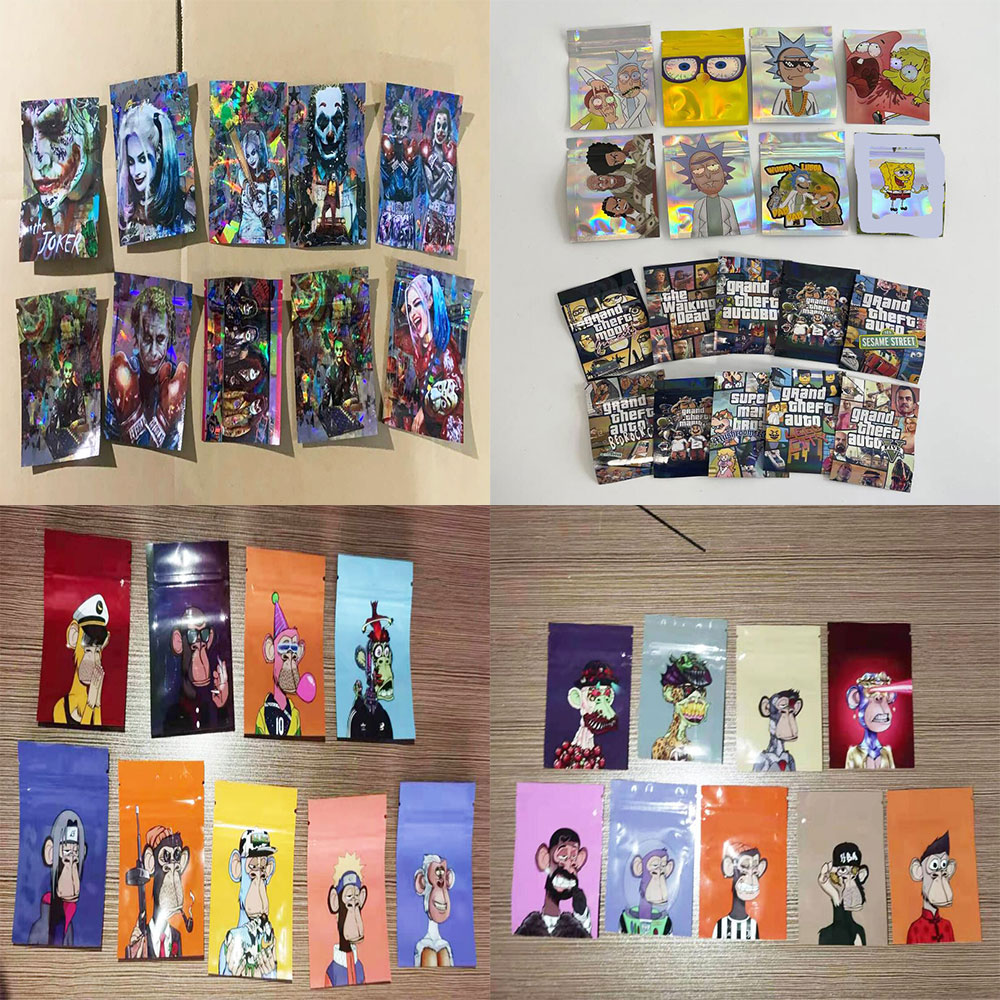 

100 pcs 7x10 cm Zip Lock bags Pouches Aluminum Mylar Foil Food Bag Customized Printed Bags JOKERRR monkey