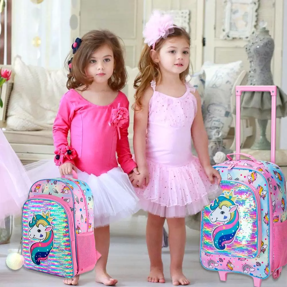 

Kids Suitcase Rolling Luggage with Wheels for Girls - Unicorn