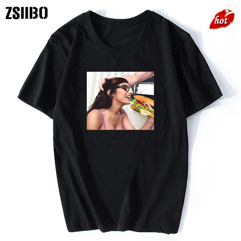 

brand Mia Khalifa Sexy T-Shirt Summer Male Short Sleeve O-neck Cotton Tshirt Hip Hop Tees Tops Harajuku Streetwear Black Homme Unisex, Black01
