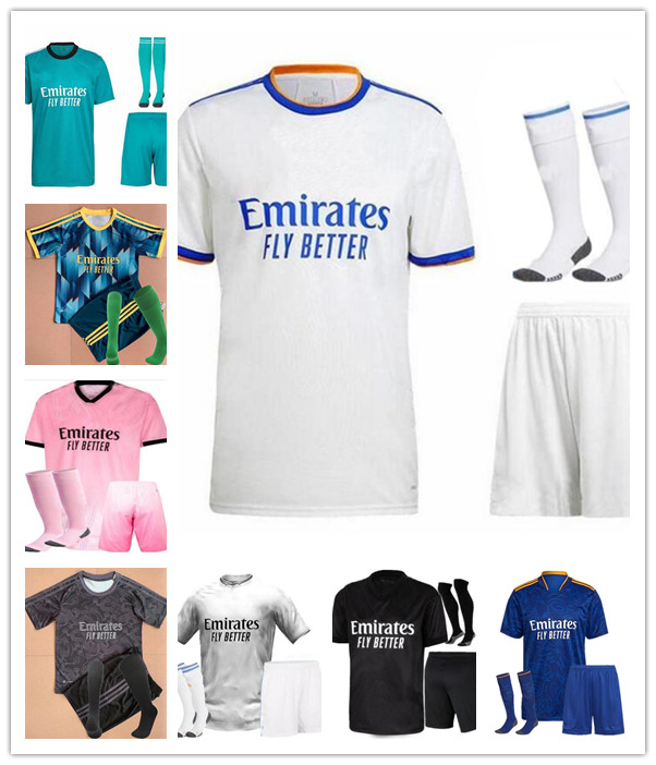 

BENZEMA soccer jerseys 21 22 football shirt CAMAVINGA ALABA HAZARD ASENSIO MODRIC MARCELO VALVERDE REAL MADRIDS camiseta men + kids kit 2021 2022 uniforms fourth 125