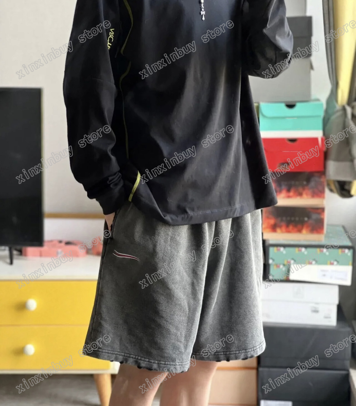 

22ss Mens women designer Shorts pants DESTROYED tie dye sea Wave embroidery Men Webbing Trousers black white gray xinxinbuy S-2XL, Multi