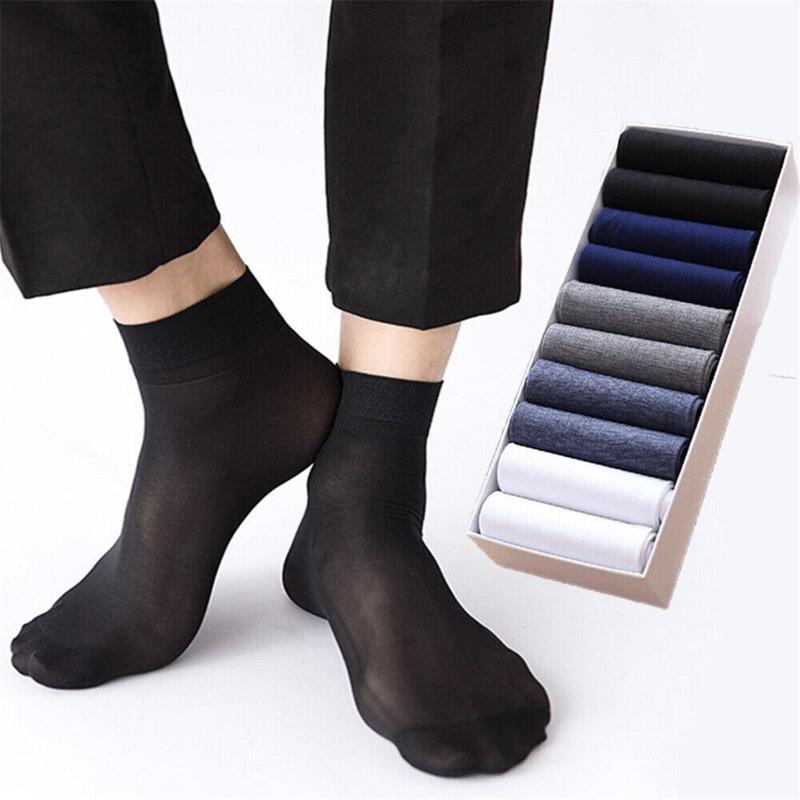 

Men's Socks Soft Solid Color Casual Male Breathable Men's Sock Business Black Crystal Silk Ultra-thin Summer SocksMen's