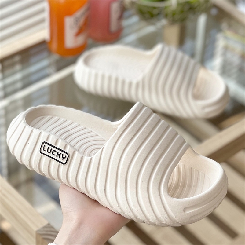 

Stripe Women Sandals Outdoor Beach Slides Indoor Bathroom Nonslip Couple Slippers Summer Female Solid Shoes 220614, Green