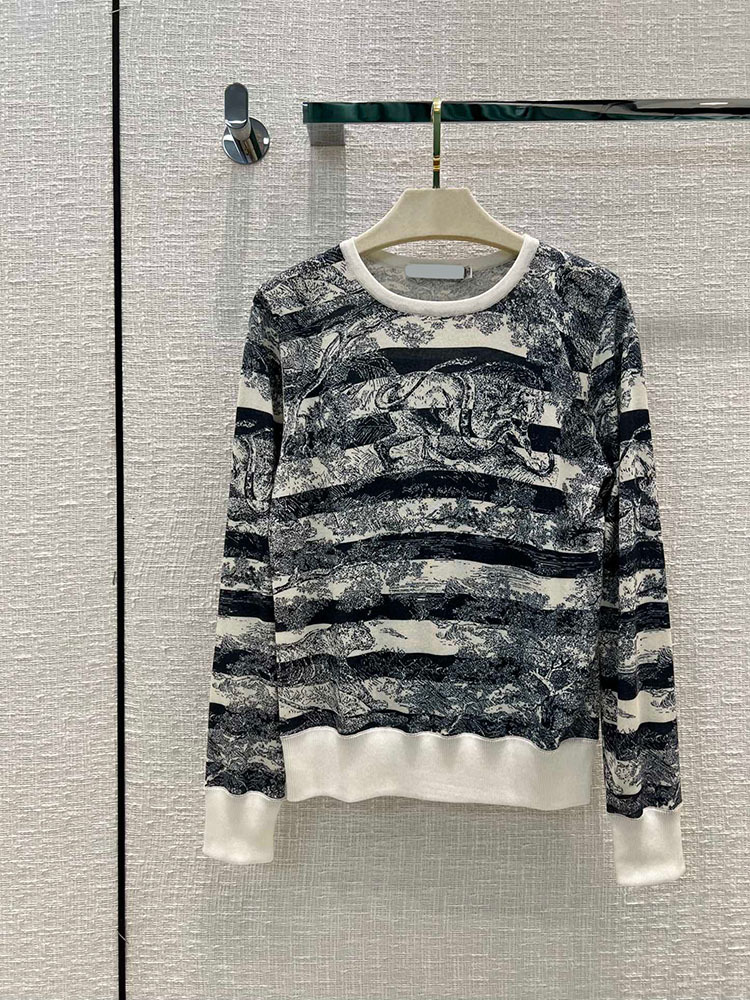 

306 2022 Runway Spring Brand SAme Style Sweater Striped Long Sleeve Crew Neck Pullover Fashion Clothes High Quality Womens Tao, Yellow