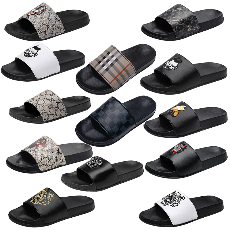 

Top Quality Men Slides Shoes Slippers Summer Sandals Beach Slide Flat Designer Classic Grid Pattern Print Avatar Flip Flops Sneakers Size 39-46, 629 white