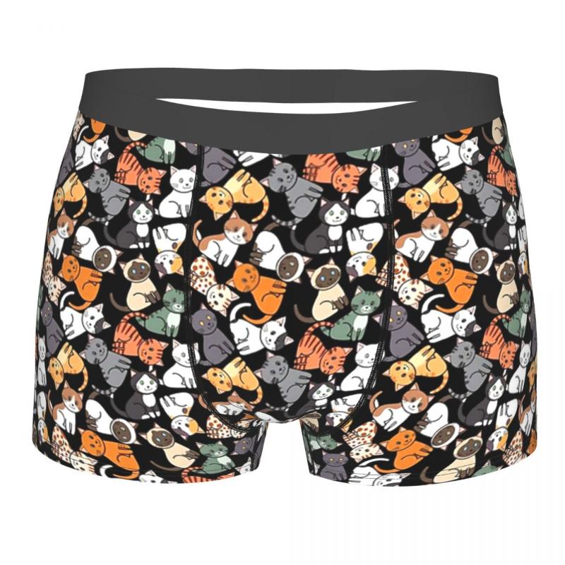 

Underpants CATS (BLACK) Breathbale Panties Male Underwear Print Shorts Boxer Briefs, 1 pcs