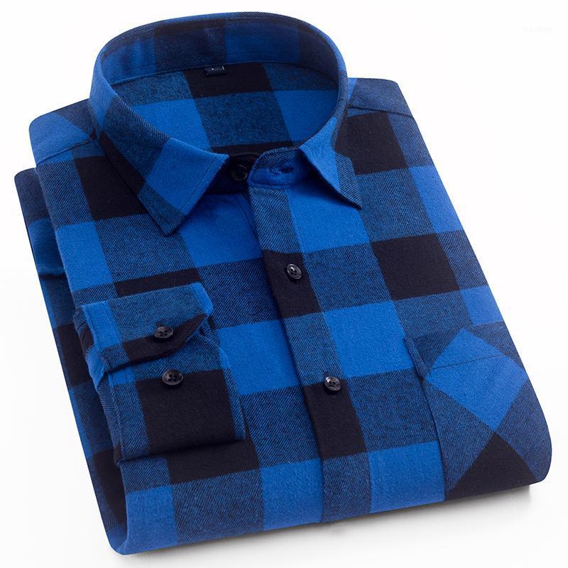 

Cotton Flannel Warm Shirt Mens Long Sleeve Winter Checkered Shirts For Men Casual Plaid Regular Fit Soft Pocket Comfortable Men's, Dtf16