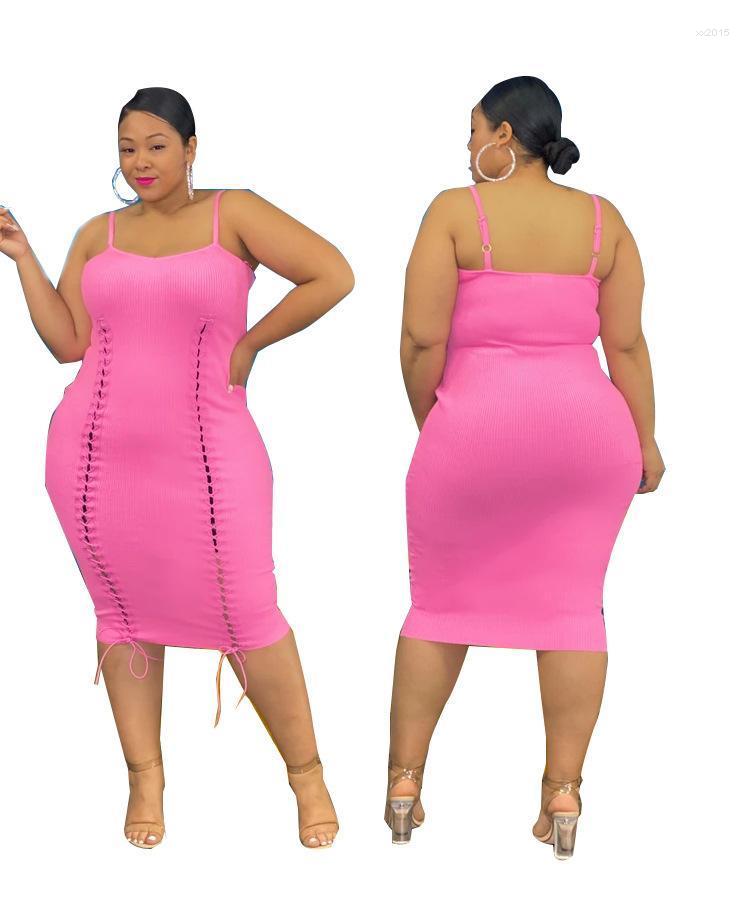 

Casual Dresses Elegant Women Plus Size Bandage 2022 Summer Sexy Clubwear Sleeveless Backless Spaghetti Party Bodycon Dress, Red