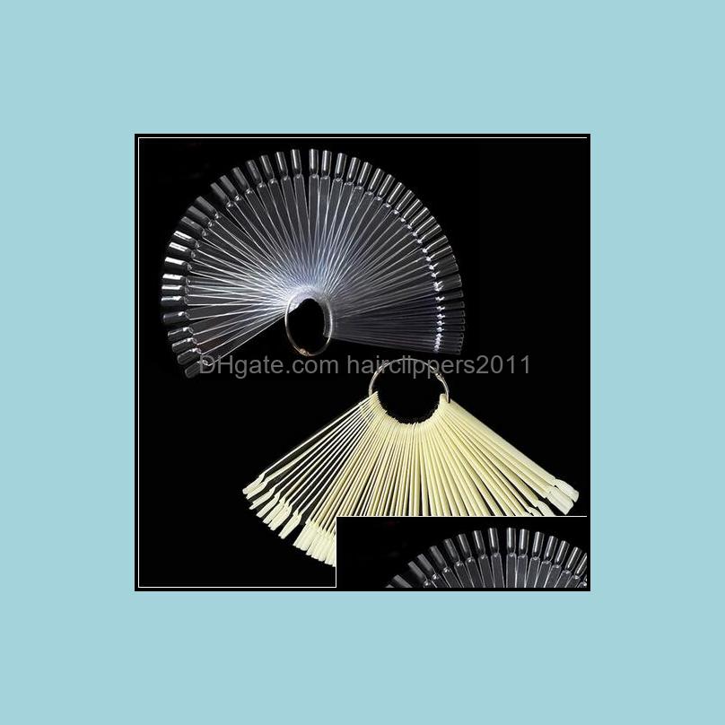 

False Nails Nail Art Salon Health Beauty 50Pcs Tips Fan Shaped Fake Polish Uv Gel Sticker Clear Natural Decoration Display Stick Tool Drop