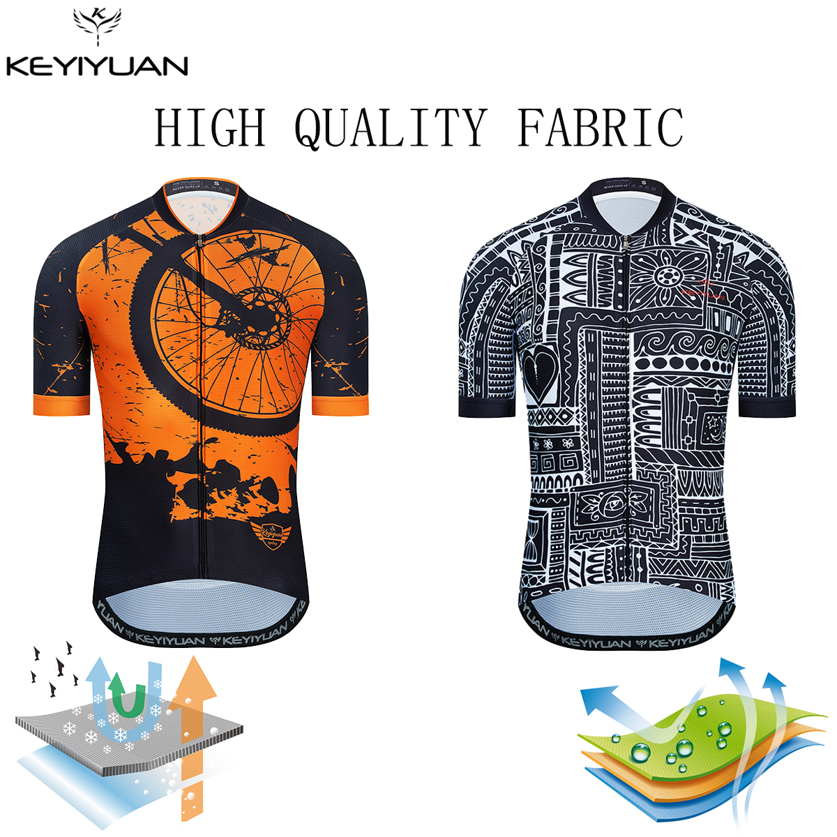 

KEYIYUAN High Quality New Men Short Sleeve Cycling Jersey Tops Bicycle Wear Bike Shirts MTB Clothing Breathable, 10