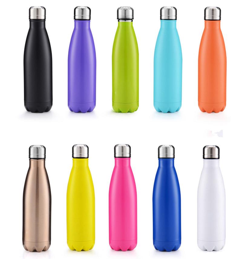 

500ML Cola Shaped water bottle Vacuum Insulated Travel Water Bottle Stainless Steel Vacuum Flask Cup Sports Bicycle Water Bottles, Mixed or noted colors