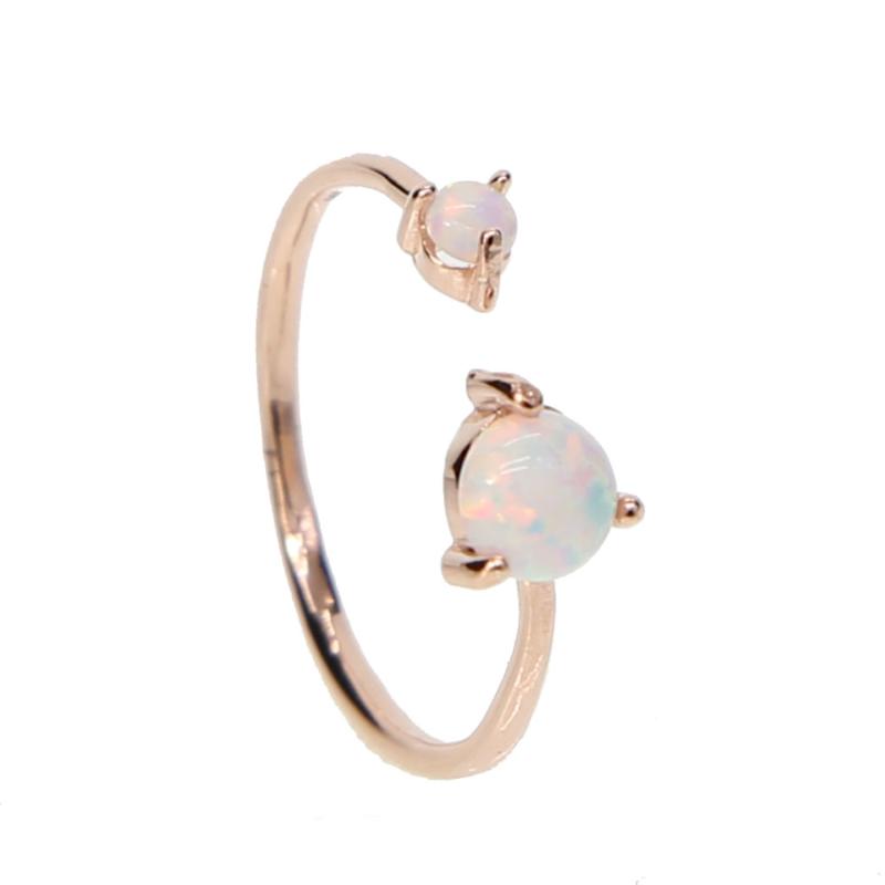 

Cluster Rings Silver Jewelry Women's Adjustable OPAL STONE Opening Cuff Couple Ring Lover For Women Party Wedding RingCluster