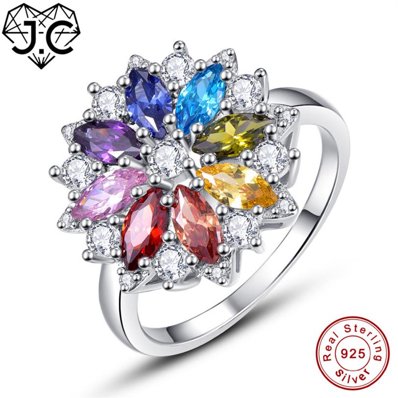 

J.C Fine Jewelry Peridot &Tanzanite & Pink & Amethys Sapphire Garnet Topaz Wedding Solid 925 Sterling Silver Ring Size 6 7 8 9 Y18319I