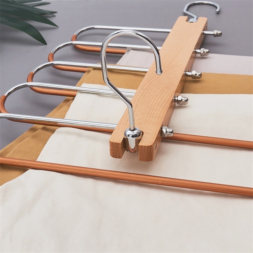 

5 in 1 Multi-Purpose magic wooden pants hanger for Closet Storage Organizer 220408