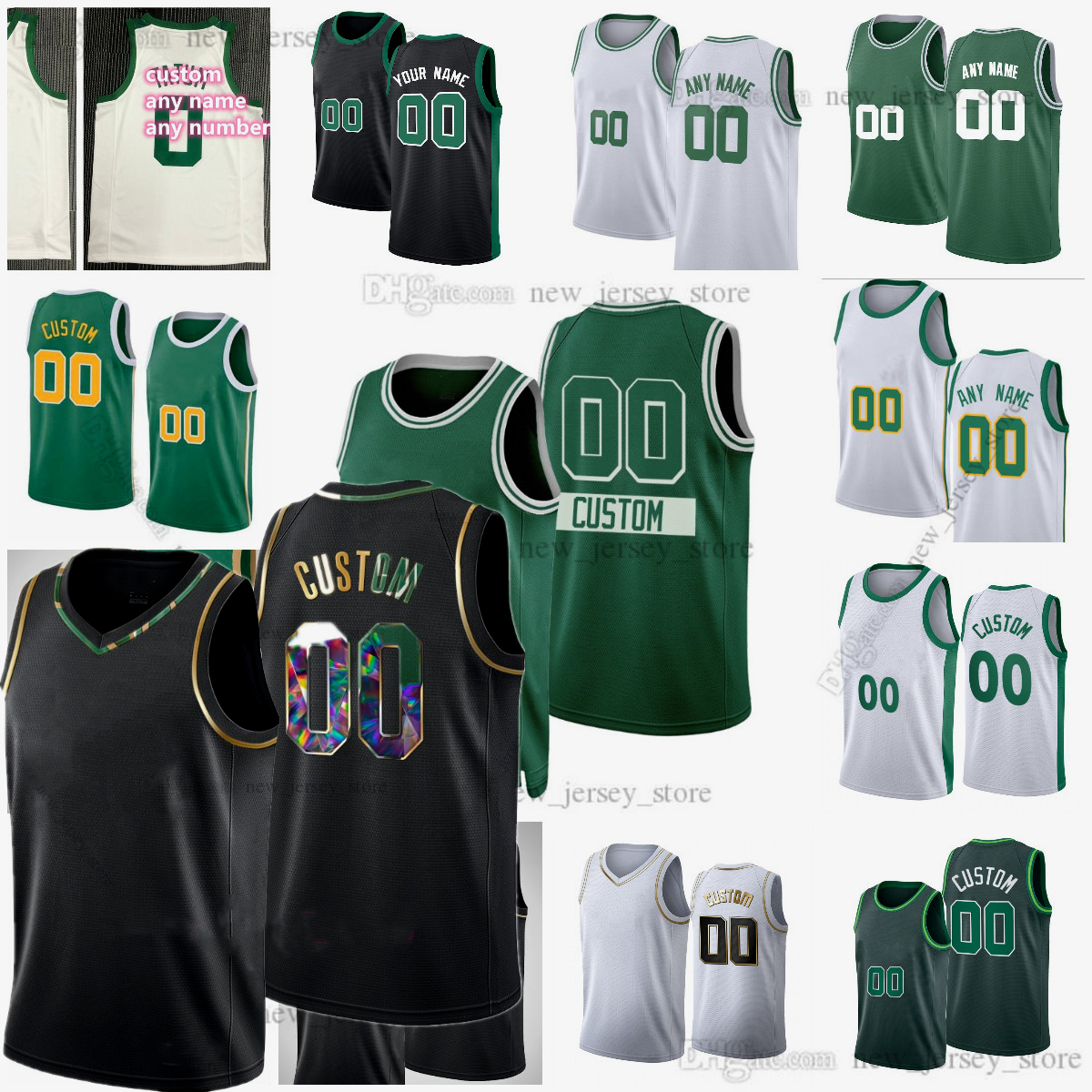

Custom Printed 75th Golden Black Basketball 44 Robert Williams III Jerseys 0 Jayson 7 Jaylen Tatum Brown 9 Derrick 36 Marcus White Smart 42 Horford 26 Aaron Nesmith, Any jerseys. send picture on order
