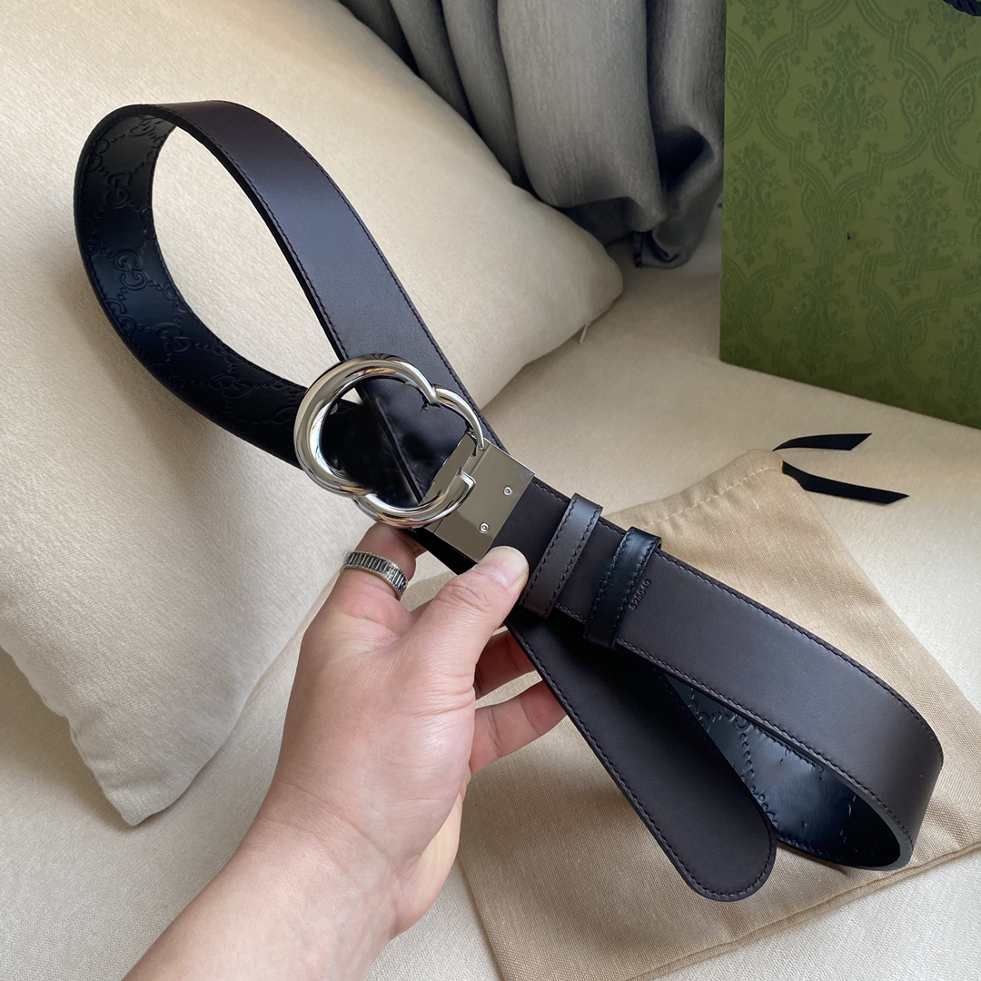 

Luxury Design Men Women Letter Belts Fashion Steel Real Leather Smooth Double Silver Pinhole Buckle Jeans Ladies Belt No box, Gold