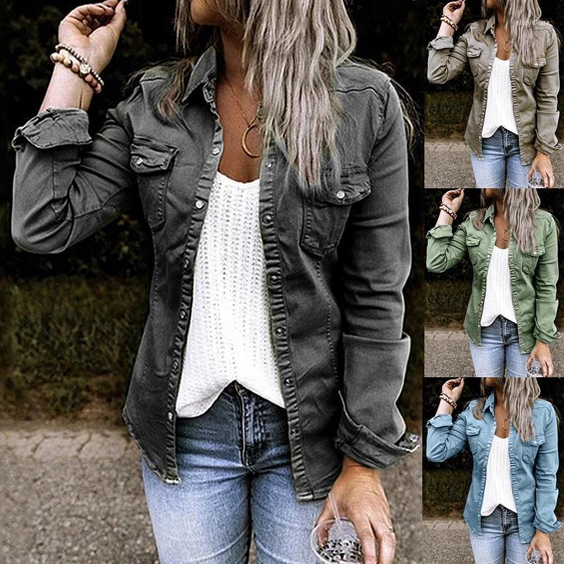 

Spring Autumn Thin Solid Denim Coat Fashion Casual Breathable Women Top Light And Comfortable High Street Style Jacket Elro22, Grey