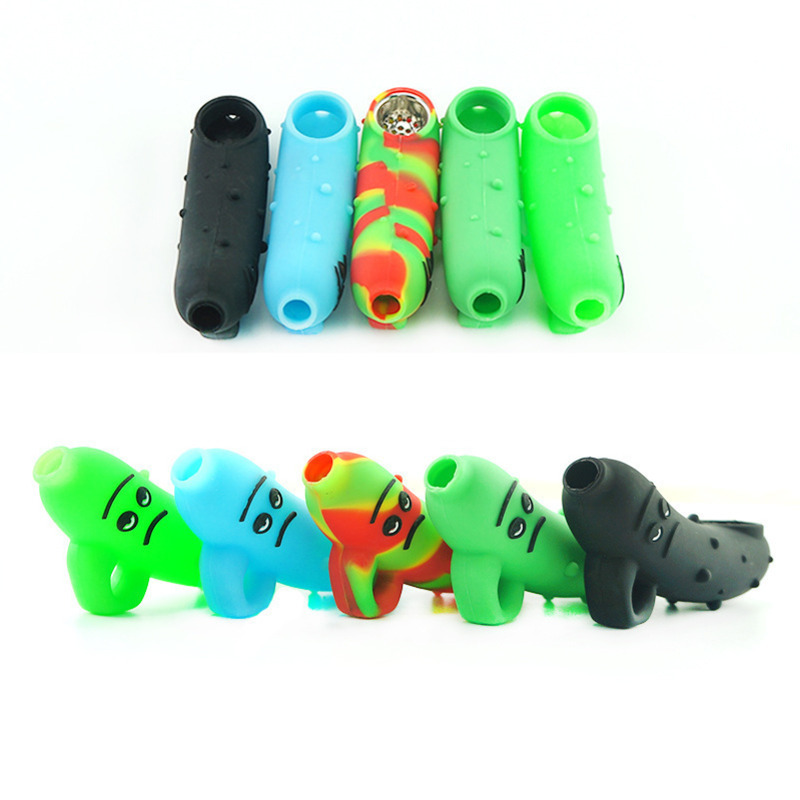 

Food grade silicone hand pipe banana cute smoking accessories with glass bowl for smoking