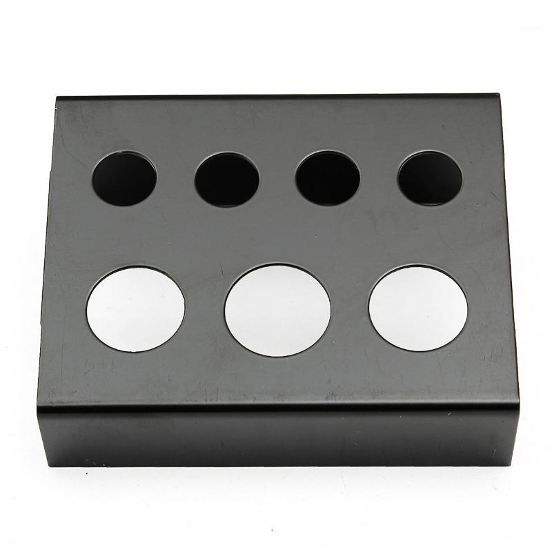 

Wholesale-7 Cap Holes Tattoo Ink Cup Holder Stand Professional Stainless Steel Pigment Cups Bracket Black Red Tattoos Tools