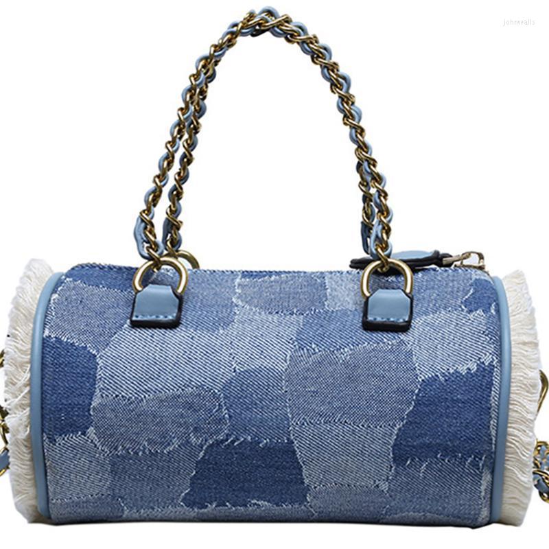 

Evening Bags Women Denim Canvas Handbags Female Brand Design Plaid Shoulder Fashion Chain Crossbody Bag For Ladies High Qyality PackagesEven, 50 pcs choose this