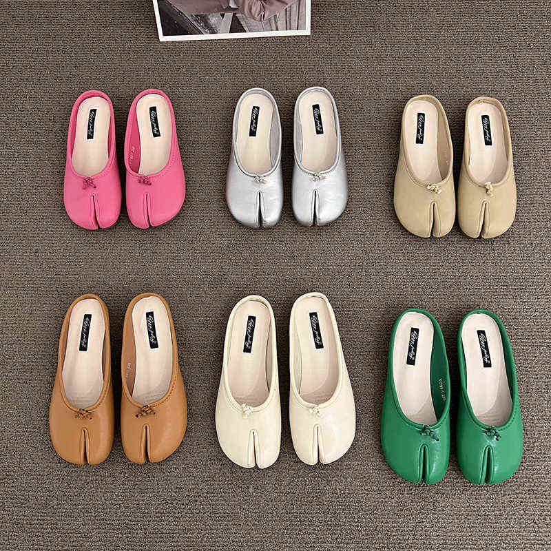 

Slipper Woman Flat Microfiber Leather Comfy Split Toe Soft Bottom Loafer Short Ladie Moccasin Tabi Ninja Shoe Muj 220622, Auburn