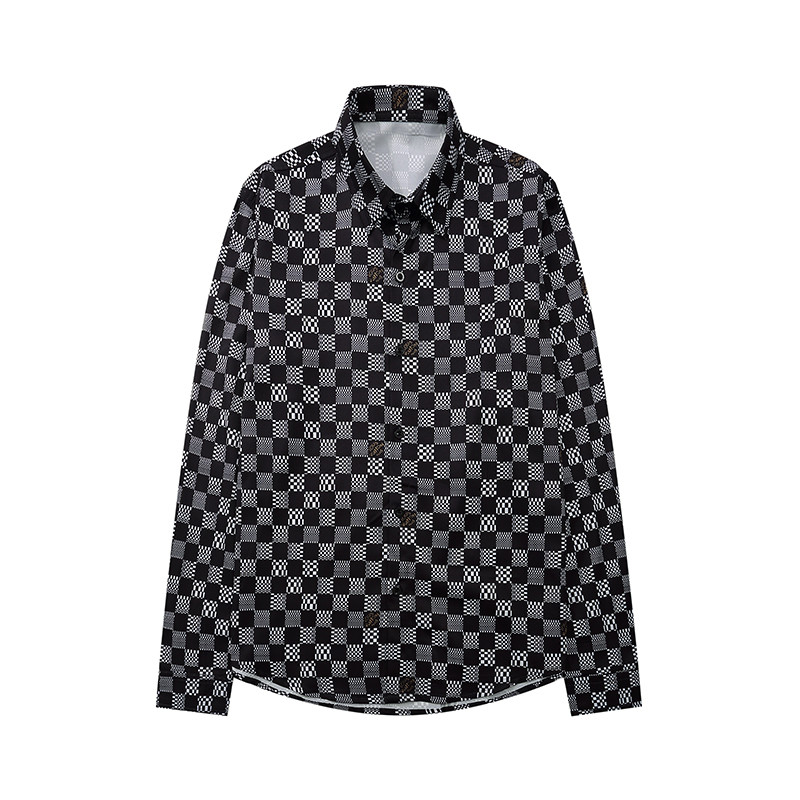

Spring Autumn Long Sleeve Designer Bowling Shirts Men Fashion Geometric Letter Print Button Down Dress Man Casual Shirt PLUS PMHV, Customize