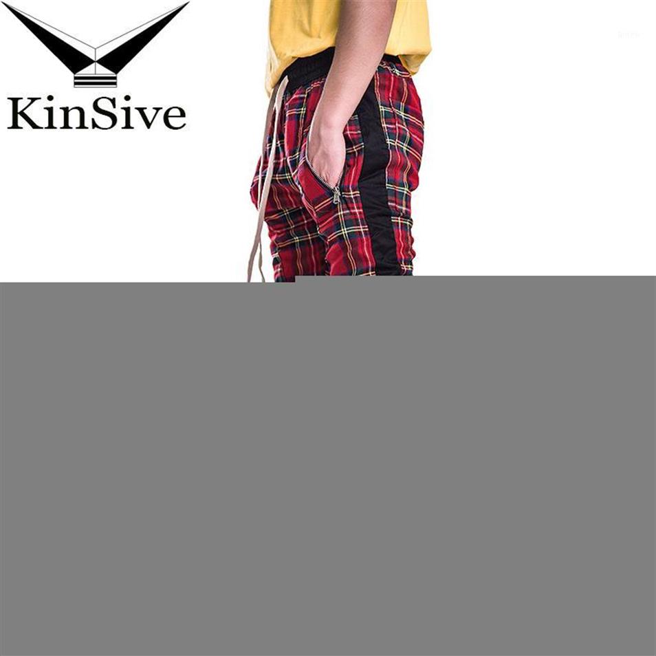 

Joggers Pants Men Streetwear Zipper Designer Long Pants Tartan Hip Hop Men Trousers Sweatpants High Quality Male Casual1266b, Green plaid